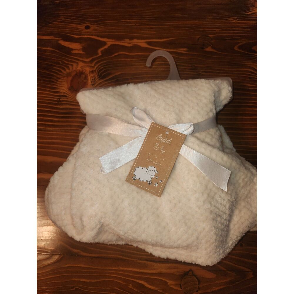 Baby Essentials Cream Blanket 30x40 Soft Plush Nursery Neutral Newborn NWT